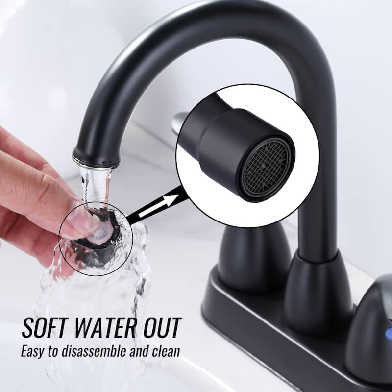 WOWOW 4 in. Centerset Double Handle High Arc Bathroom Faucet
