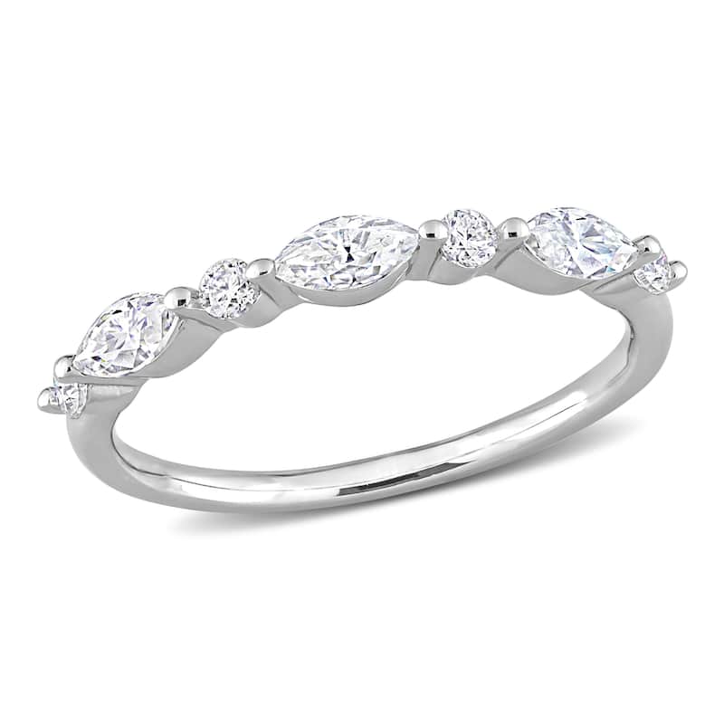 Miadora 1/2ct DEW Moissanite Semi-Eternity Ring in Sterling Silver