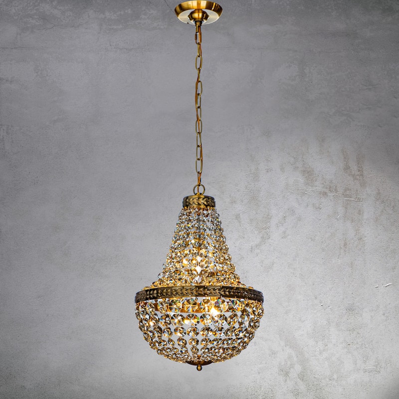 CraftHome 4-Light Vintage And Classic Empire Chandelier With Crystal Accents - W 14"