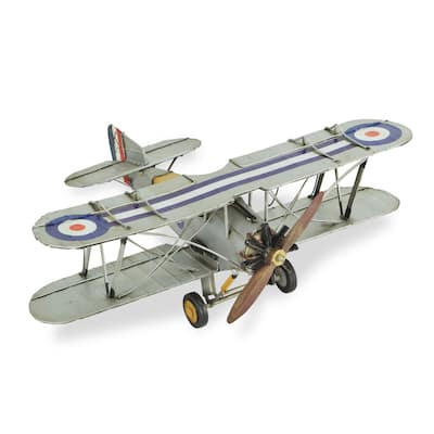 Multicolor Metal British Bi-Plane Model