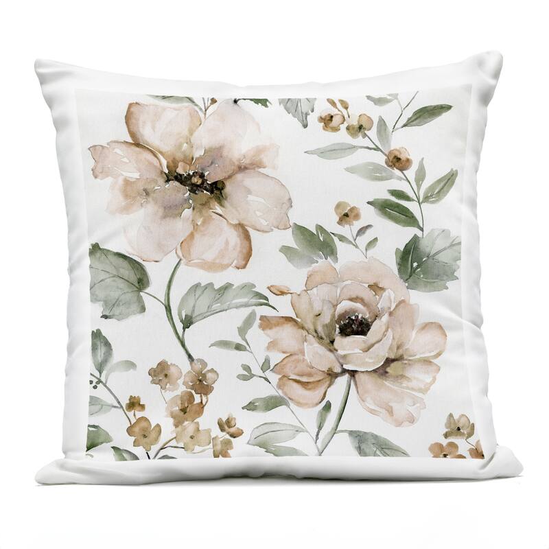 Stupell Dainty Blooming Florals Printed Outdoor Throw Pillow Design by Nan - Accent - Polyester - Green - Single
