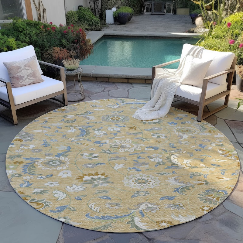 Machine Washable Indoor/ Outdoor Traditional Chantille Rug - Wheat - 8' x 8'