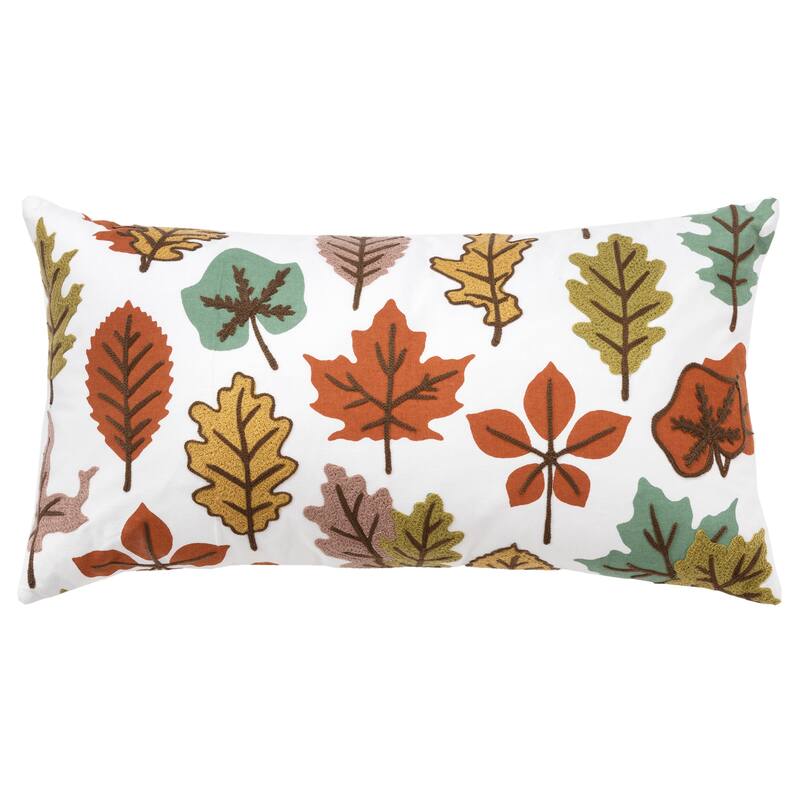 Rizzy Home Botanical Fall Leaves Printed Throw Pillow