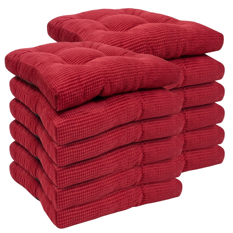 Sweet Home Collection Fluffy Memory Foam Tufted Chair Cushion Non Slip Microdot Rubber Back