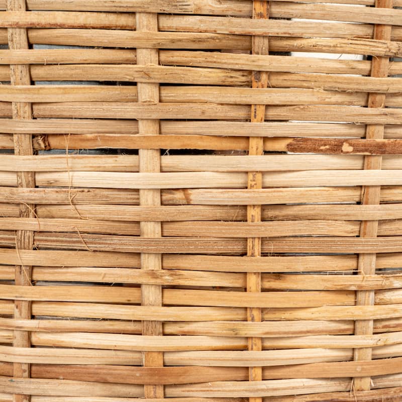 Rattan Wrapped Stainless Steel Canisters - 6.3"L x 6.3"W x 8.8"H