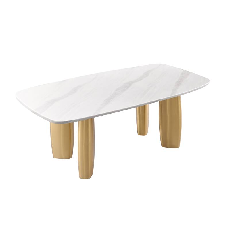 Furniture of America Luvien Modern 5-Piece Sintered Stone Top Dining Table Set