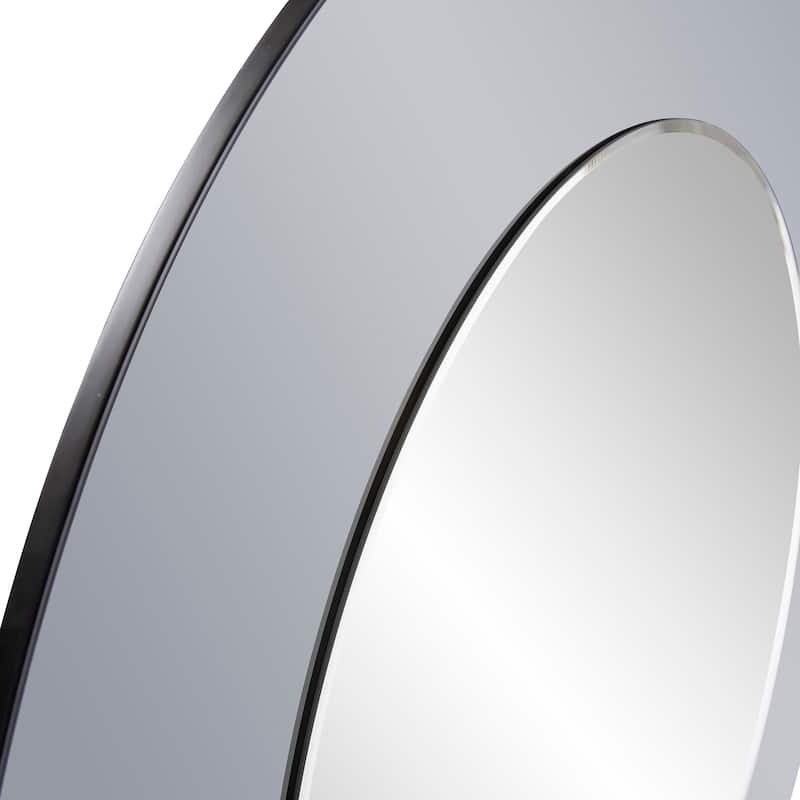 Allan Andrews Round Wall Mirror with Mirrored Smoky Gray Wood Frame - 47" diameter x 1"