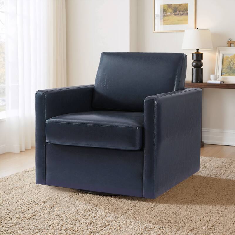 Modern Upholstered Swivel Armchair for Living - 1-Piece - Navy