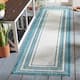 SAFAVIEH Courtyard Vickie Indoor/ Outdoor Waterproof Patio Backyard Rug - 2'3" x 8' Runner - Ivory/Teal