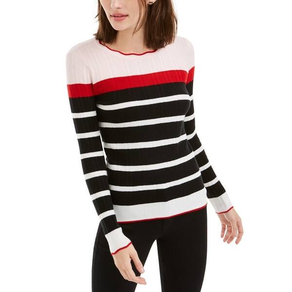 Maison Jules Womens Ribbed Crew Neck Sweater Green Size Large main image 1
