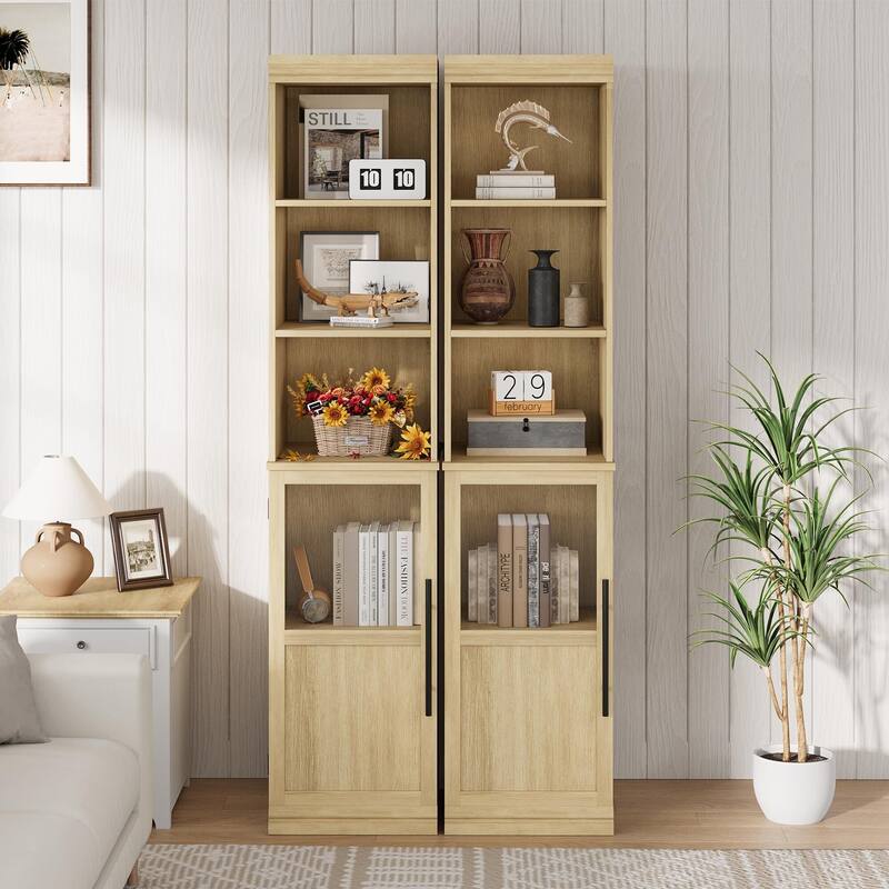 70 Inch Tall Narrow Storage Cabinet with Open Shelves for Small Spaces, Bathroom, Laundry Room Corner