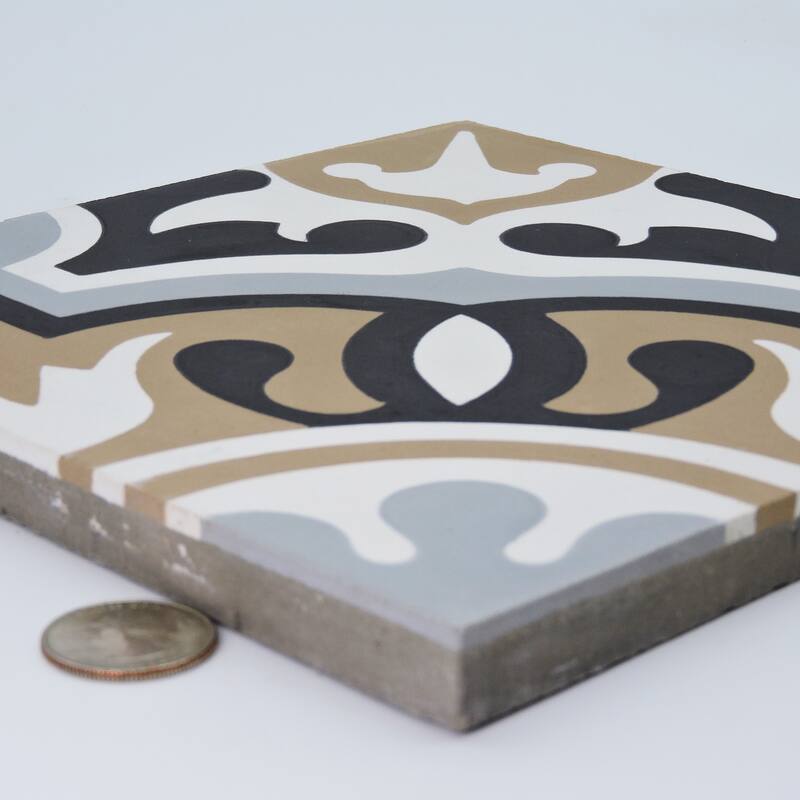 Handmade Baha in Brown, Black, Grey Tile, Pack of 12 (Morocco)