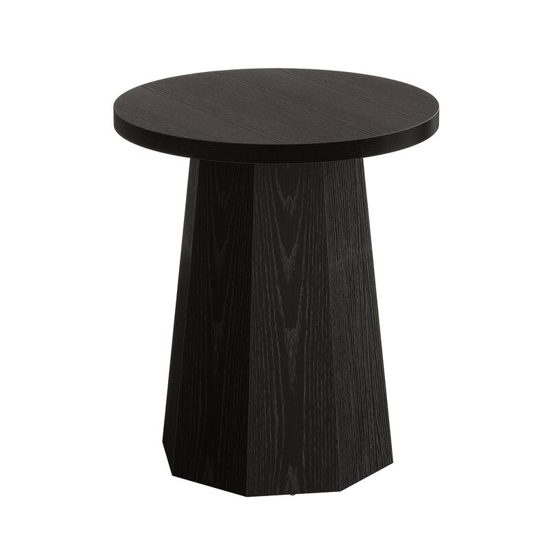 Round End Table, Wooden Couch Side Table, Nightstand Accent Furniture for Living Room, Bedroom