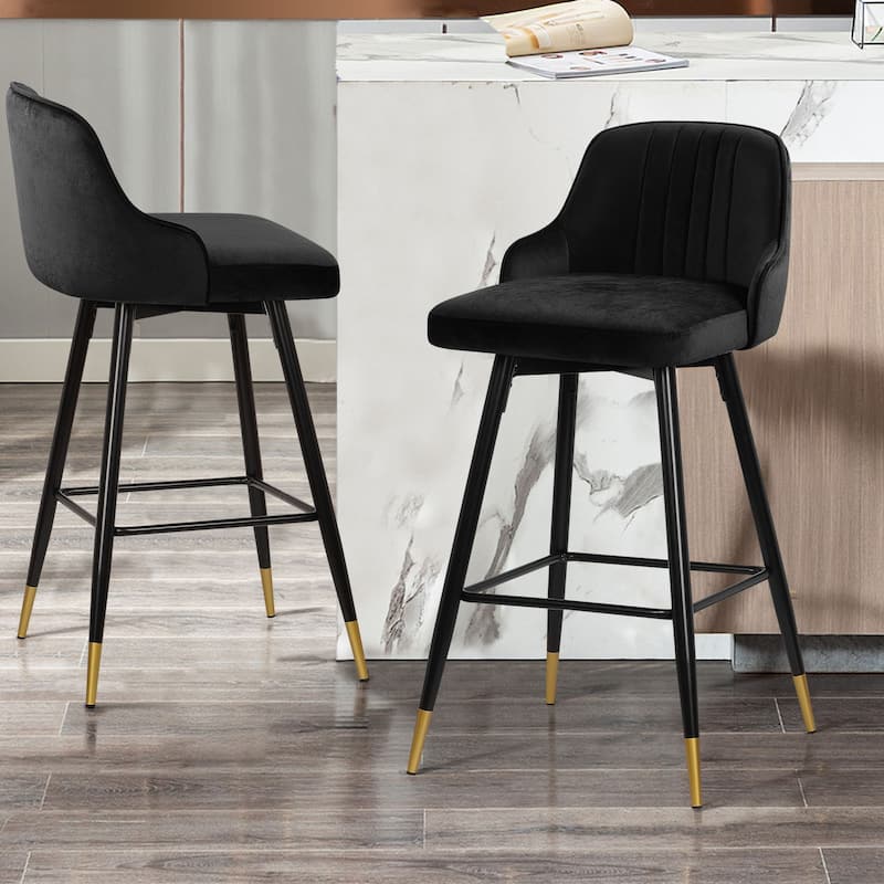 Modern Velvet Upholstered Swivel Counter/ Bar Stools Set of 2/4