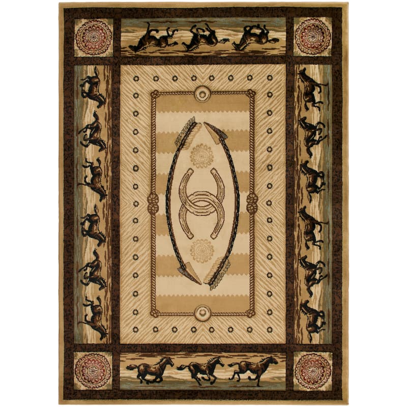 American Destination Cheyenne Western Horse Area Rug - 5'3" x 7'3" - Multi