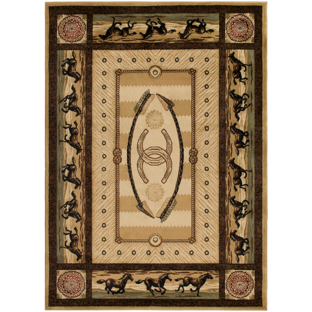 American Destination Cheyenne Western Horse Area Rug
