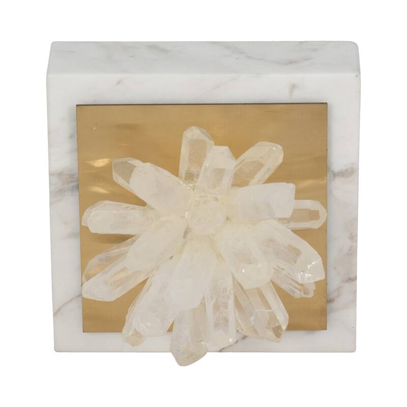 Sagebrook Home 4" Julia Short Crystal And Marble Block, 4"H - 4" x 4" x 4"