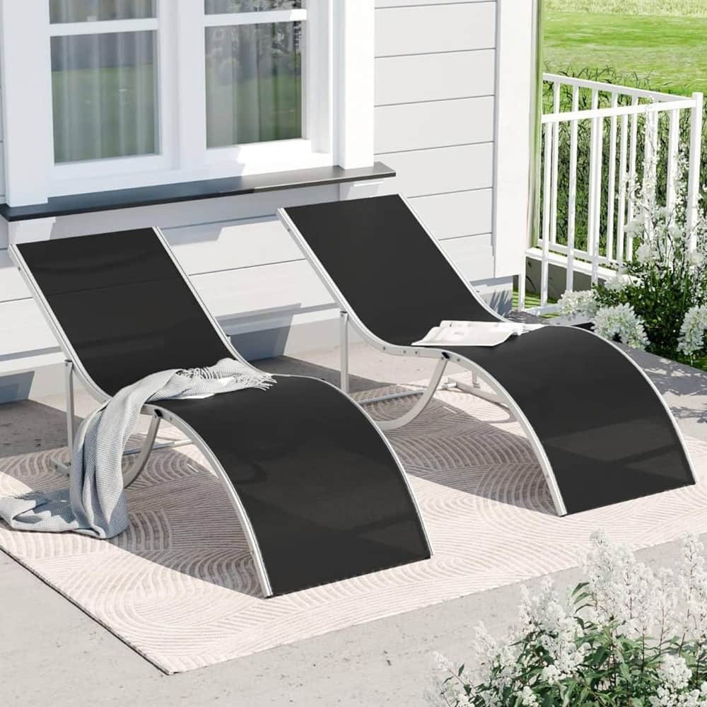 Outdoor Reclining Chaise Lounge Set of 2 for Deck, Garden