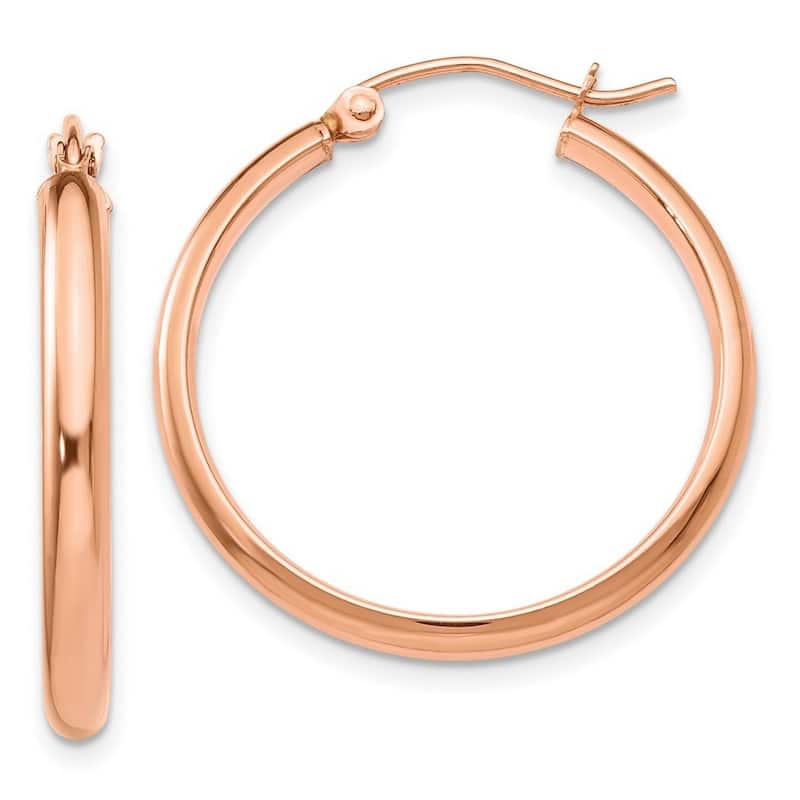 Curata 10k Rose Gold2.75mm Polished Domed Wedding Band Hoop Earrings - 15mm 18mm 25mm