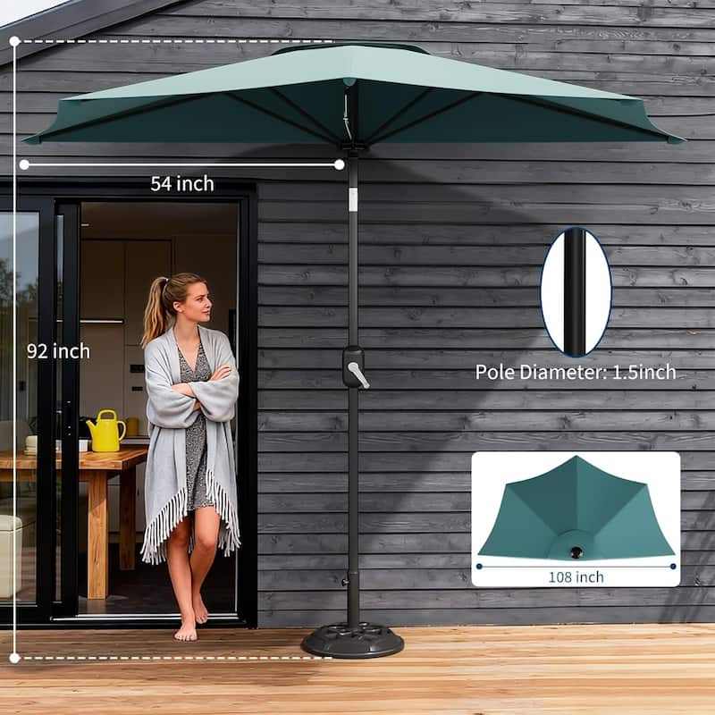 9FT Half Patio Umbrella with Smooth Crank Lift, Shade Canopy for Patio, Backyard, Garden (No Base)