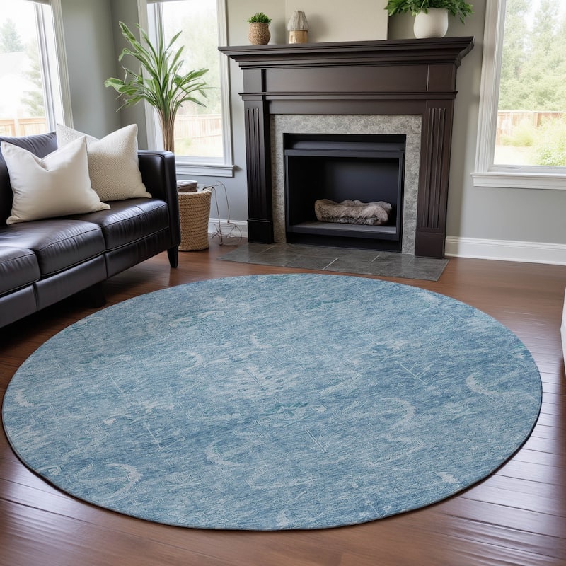 Premium Washable Super Soft Vintage Traditional Mayfield Rug - Sky - 8' x 8'
