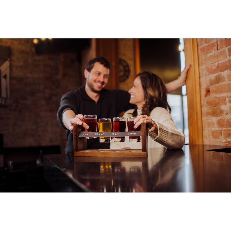 Craft Beer Flight Beverage Sampler, (Acacia Wood)