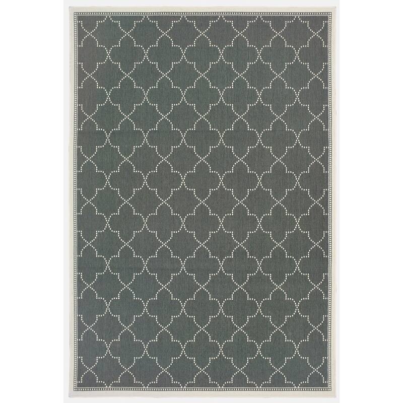 Style Haven Marianna Simple Lattice Navy/ Off-White Loop Pile Indoor Outdoor Area Rug