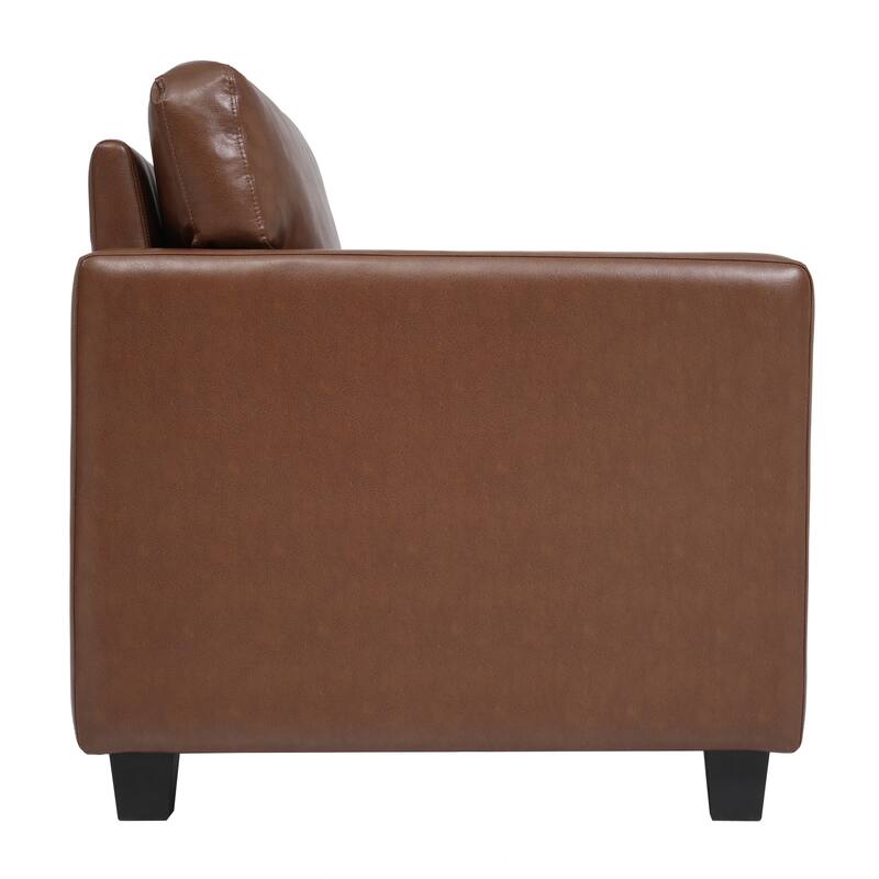 Christopher Knight Home - Harry Modern Upholstered Faux Leather Accent Armchair with Square Arms & High-Density Foam Seat