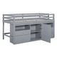 preview thumbnail 11 of 11, Twin Size Low Loft Bed with 4 Storage Drawers, Underneath Cabinet and Shelves, Wooden Bedframe with Ladder for Kids, Gray