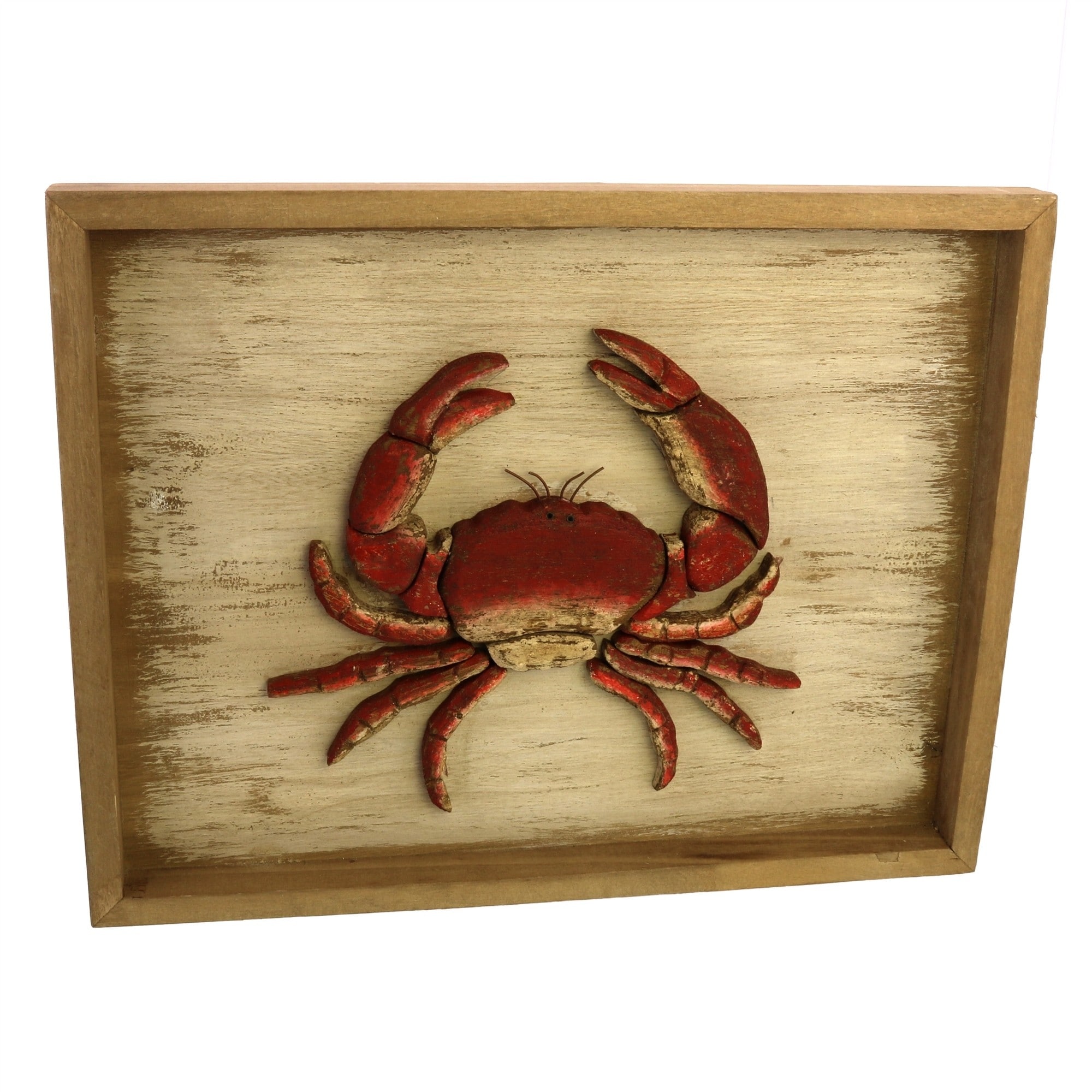 Shop Black Friday Deals On Rectangular Wooden Frame Crab Wall Decor Brown And Red Overstock 32179756