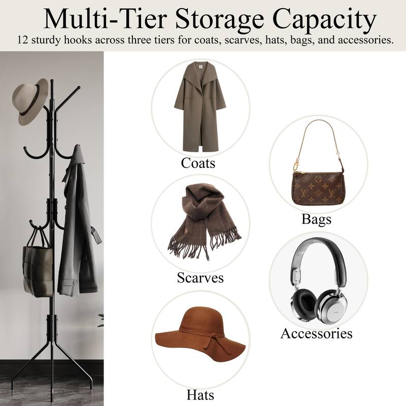 CraftPorch Contemporary Freestanding Metal Coat Rack - N/A