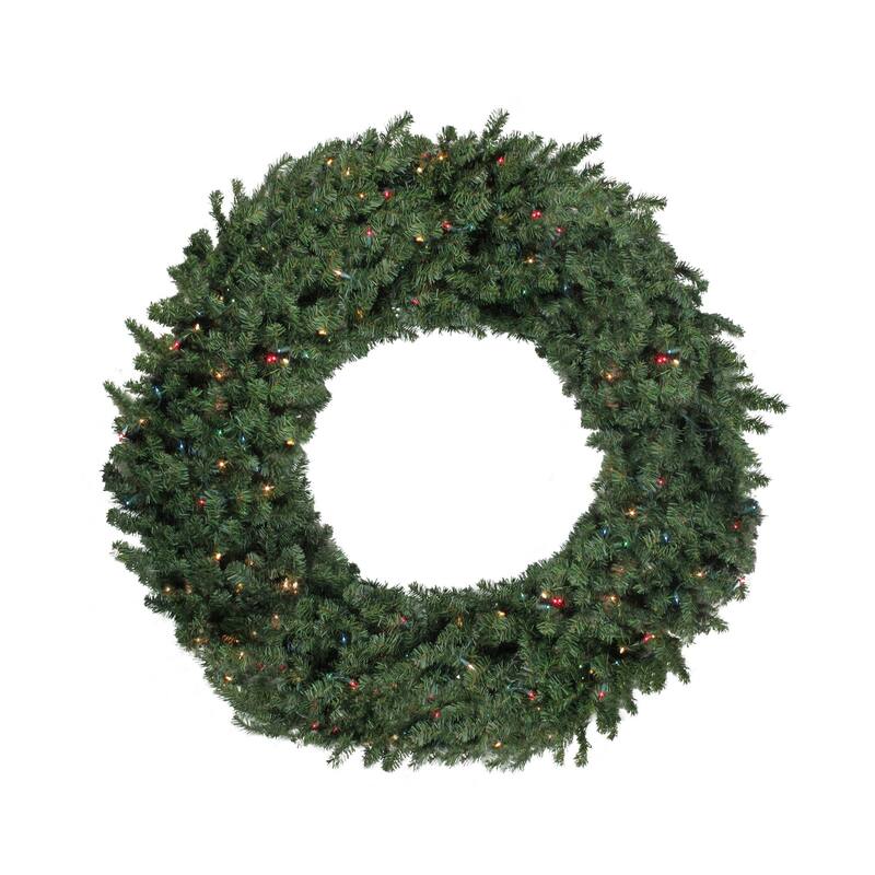 Canadian Pine Commercial Size Christmas Wreath 8' Multicolor Lights