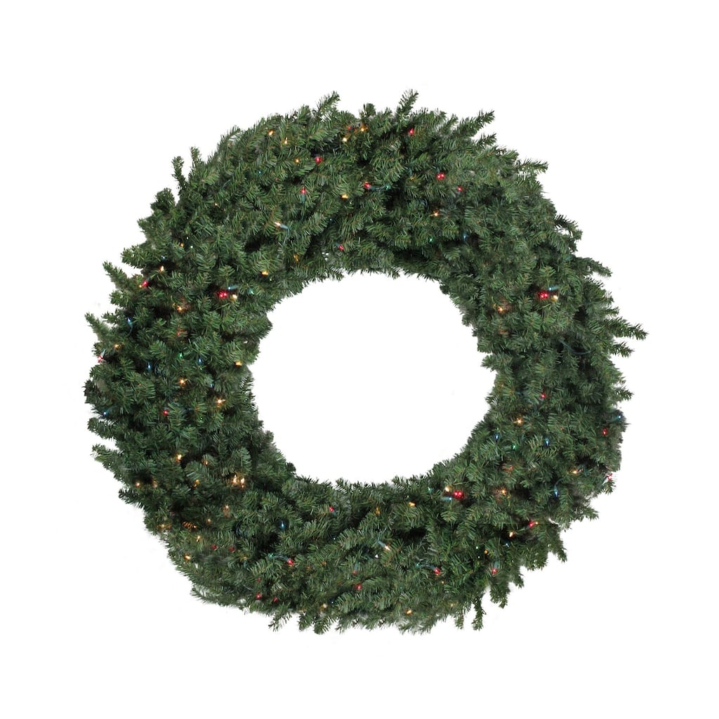 Canadian Pine Commercial Size Christmas Wreath 8' Multicolor Lights