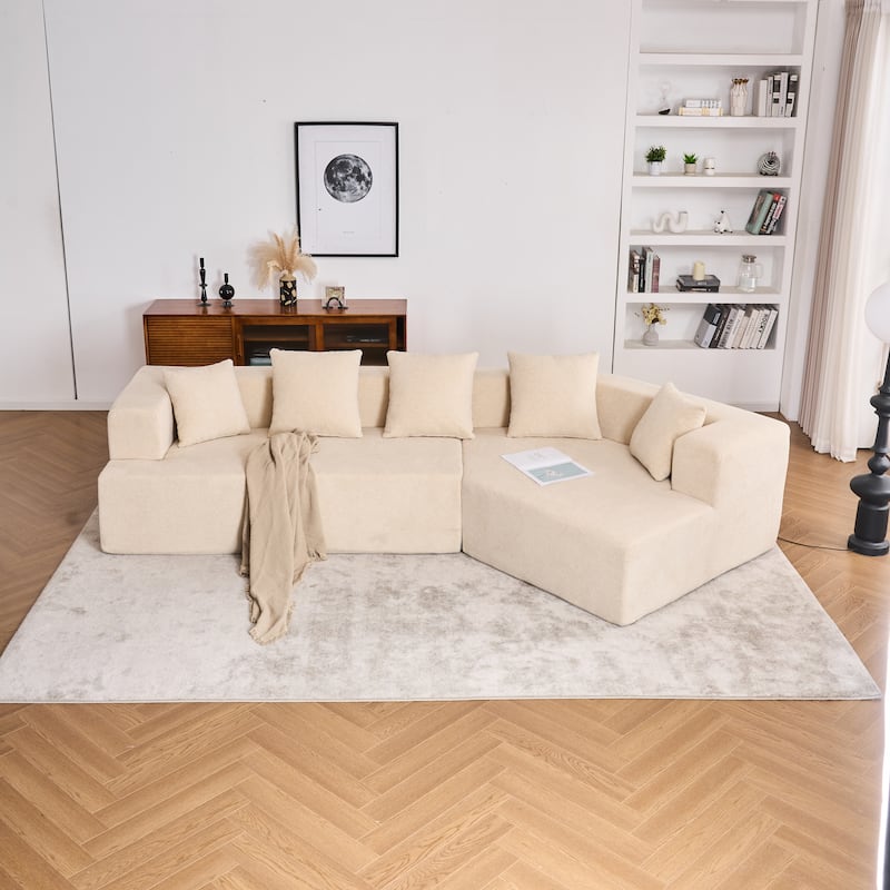 Memory Foam Couch, No Installation & Easy to Transport, Deep Seat Modern Sofa with Chenille Fabric