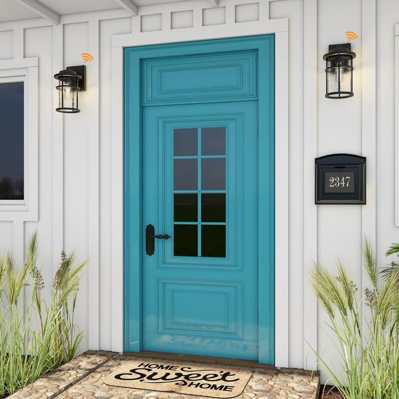 2 Pack 1-Light Black Dusk-to-Dawn Outdoor Wall Light
