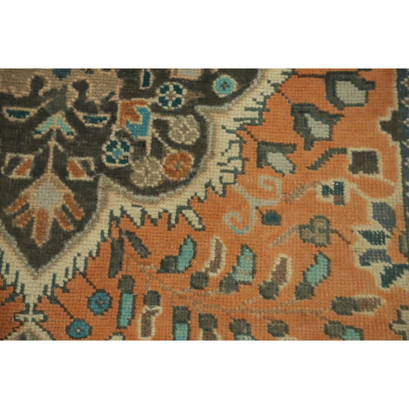 Hand Knotted Oriental 100% Wool Carpet Traditional Floral Oranges & Rust Tabriz Area Rug - 5' 1'' X 3' 2''