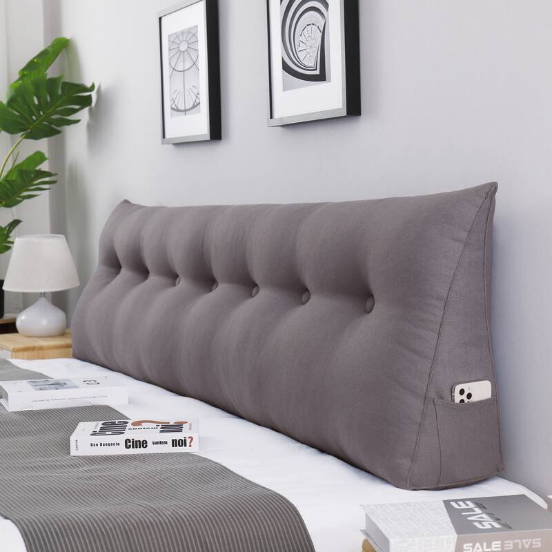 WOWMAX Bed Rest Wedge Reading Pillow Headboard Back Support Cushion - King - Brown