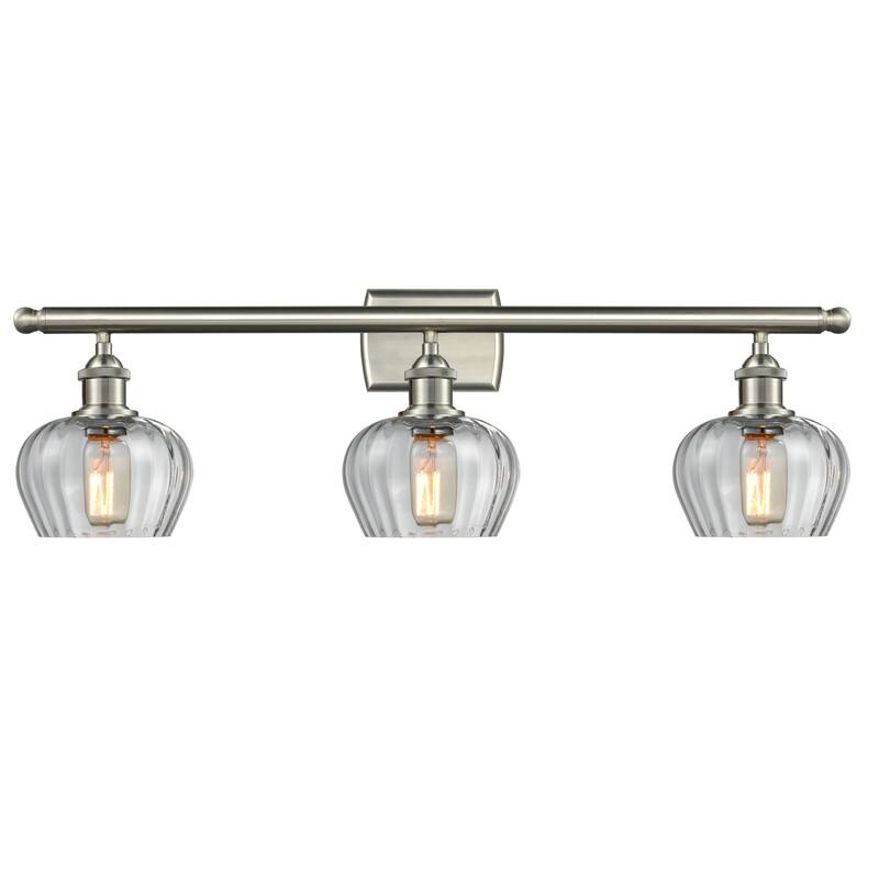 Innovations Lighting Fenton 3 Light 26" Wide Bathroom Vanity Light - Brushed Satin Nickel / Clear Fluted
