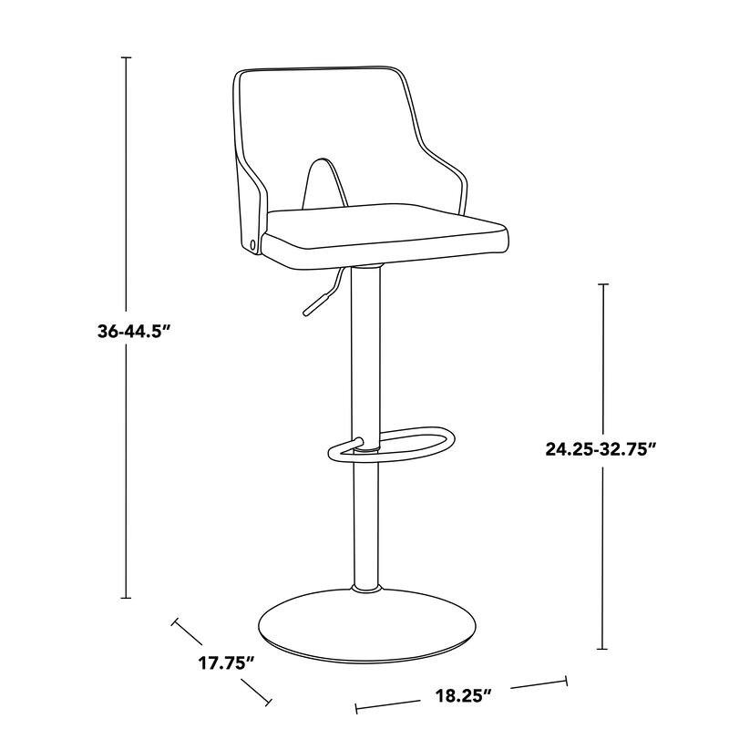 Carson Carrington Adrianna Adjustable Bar Stool with Rounded Rectangle Footrest (Set of 2)