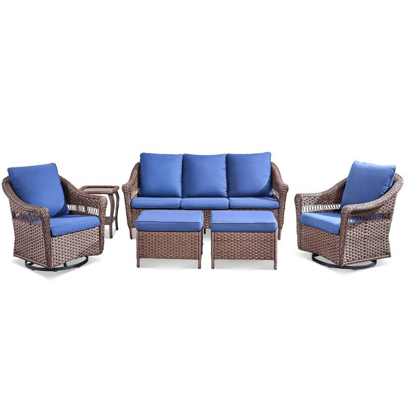 Pocassy 6 Pieces Sofa Swivel Chair with Ottomans