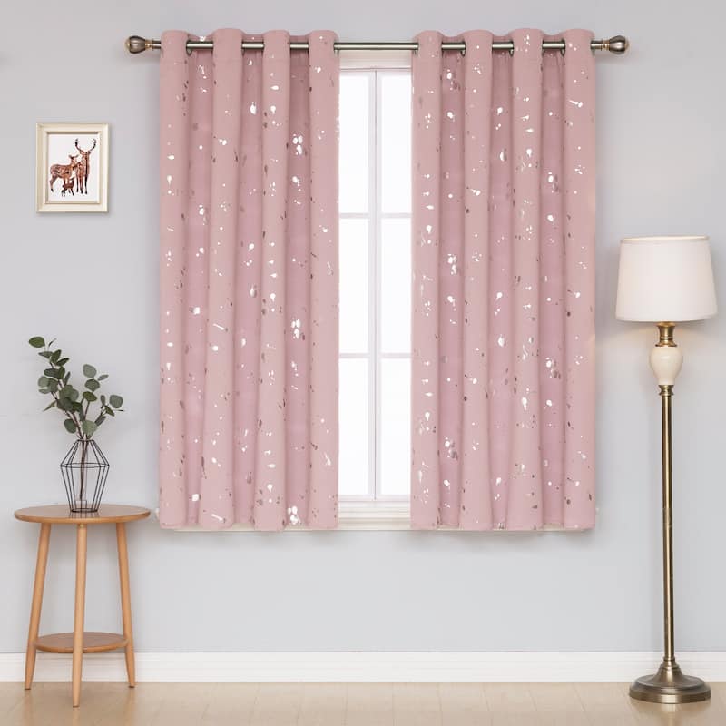 Deconovo Silver Spot 52 Width Curtain Panel Pair (2 Panel) - W52 x L63 - Coral Pink