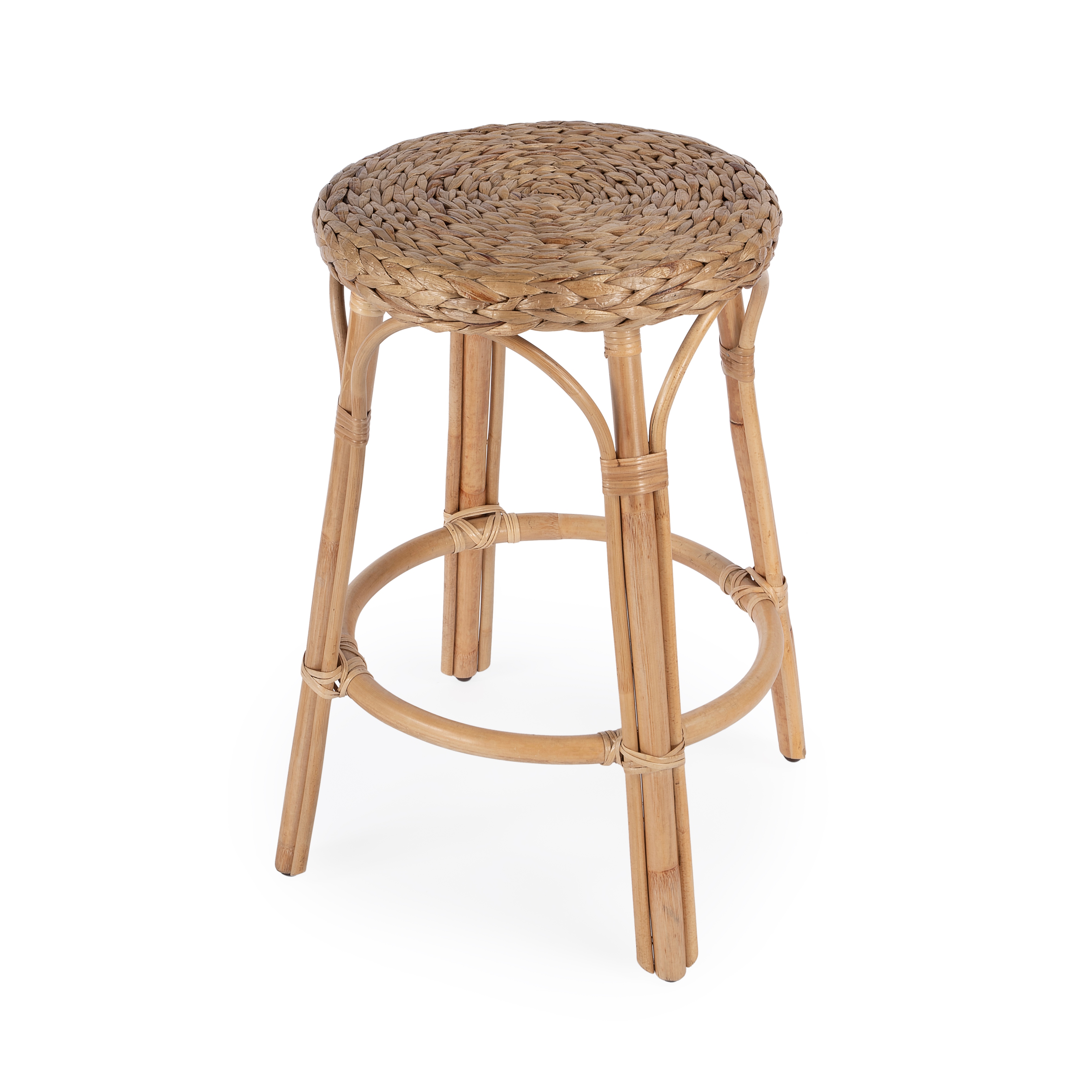 Rounded wicker outlet counter stool
