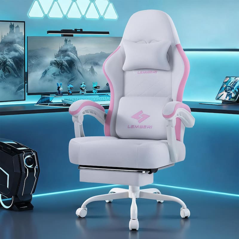 Bossin Gaming Chairs with Footrest, Big and Tall Chair 350lb Capacity, Racing Style Computer Chair with Ergonomic Lumbar Support