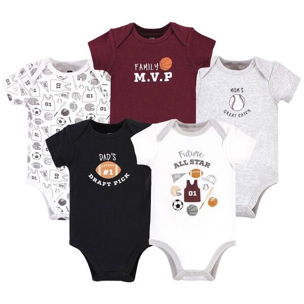 slide 1 of 1, Hudson Baby Infant Boy Cotton Bodysuits, All Star 0-3 Months - All Star