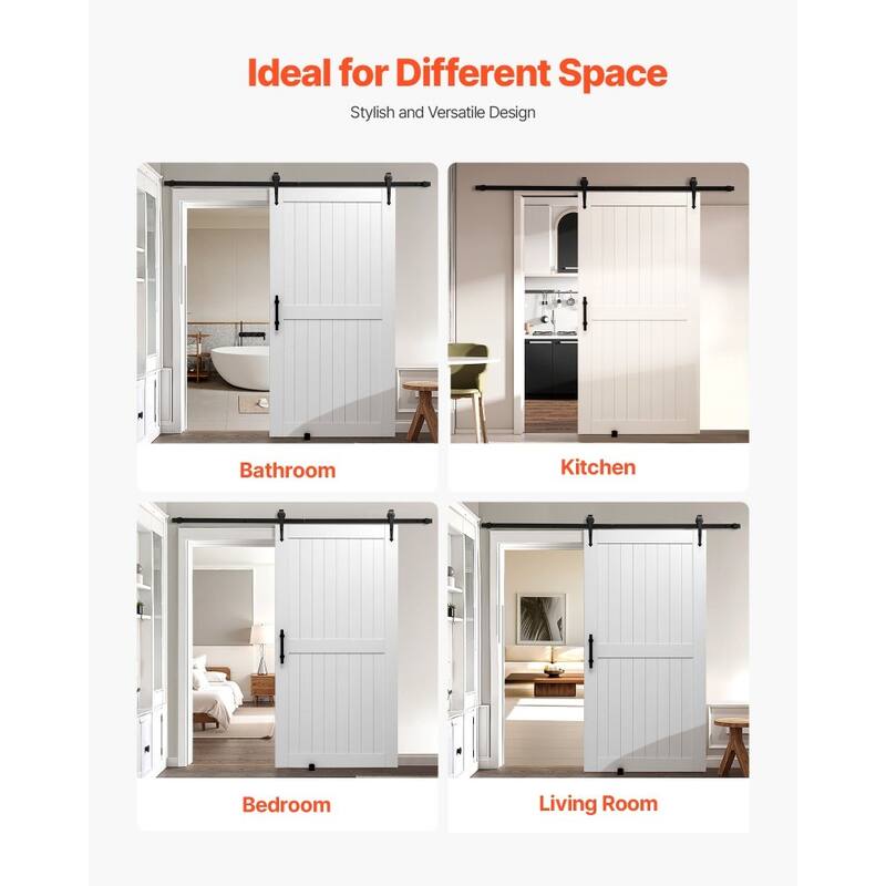 White MDF Pine Sliding Barn Door with Waterproof PVC Coating