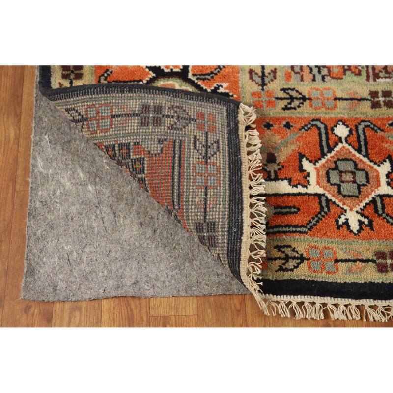Dark Blue Heriz Serapi Indian Area Rug Hand-Knotted Wool Carpet - 8'11" x 11'11"