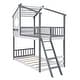 preview thumbnail 4 of 21, Playhouse Inspired Twin over Twin Wooden Bunk Bed with Roof, Window & Ladder