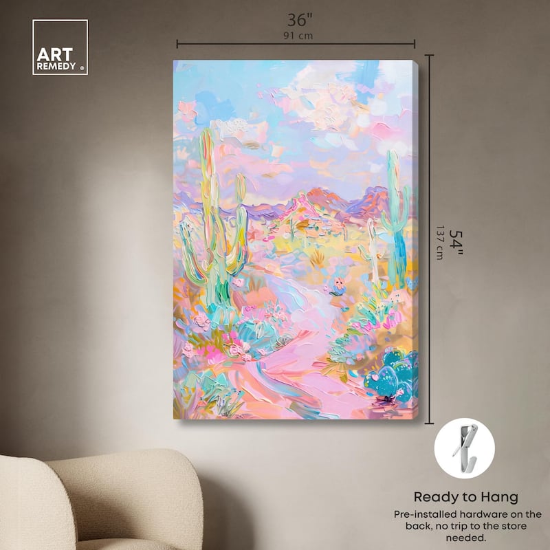Pink and Teal Landscape Canvas by Art Remedy, Gallery Wrapped