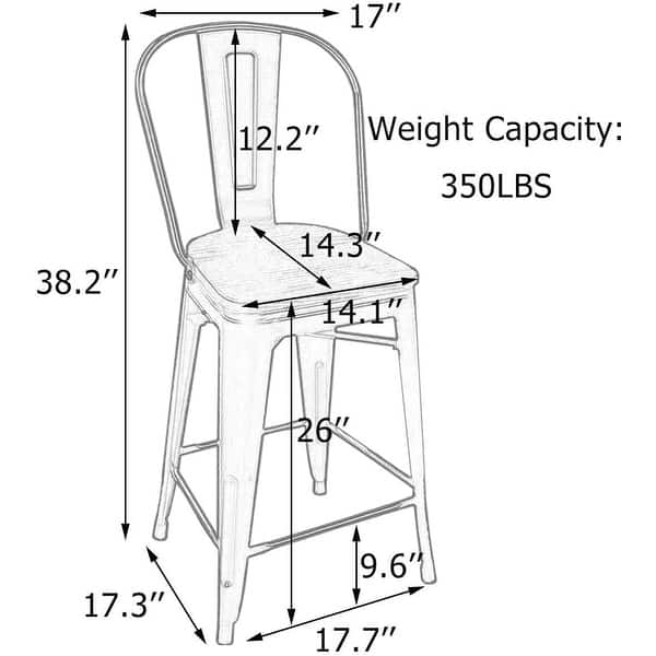 dimension image slide 5 of 9, Andeworld farmhouse bar stools ,counter height bar stools set of 4 - Set of 4