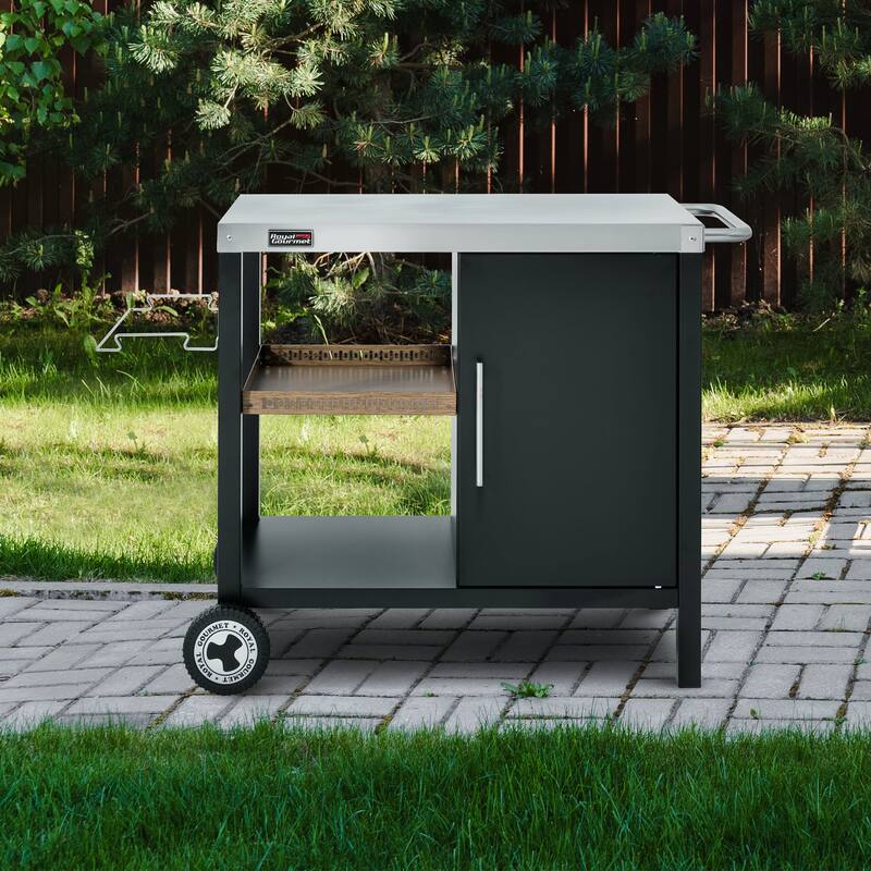 Royal Gourmet PC3402S 3-Tier Dining Cart with Storage Cabinet